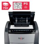 Rexel Optimum AutoFeed+ 750M Aktenvernichter 750 Blatt Mikroschnitt 2 x 15 mm P-5 140 l Vernichtet auch Büroklammern, He – Bild 10