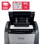 Rexel Optimum AutoFeed+ 600M Aktenvernichter 600 Blatt Mikroschnitt 2 x 15 mm P-5 110 l Vernichtet auch Büroklammern, He – Bild 12