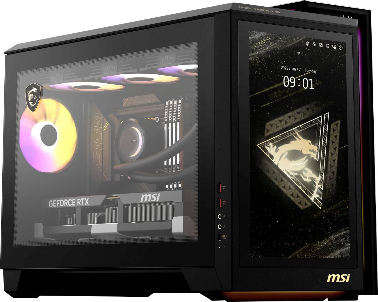 image-737.jpg MSI Gaming PC MEG Vision X AI 2NVV7-009AT Intel® Core™ Ultra 9 (Series 2) 265 K 5.5 GHz 32 GB RAM 2 TB SSD Nvidia GeForc - Image 1