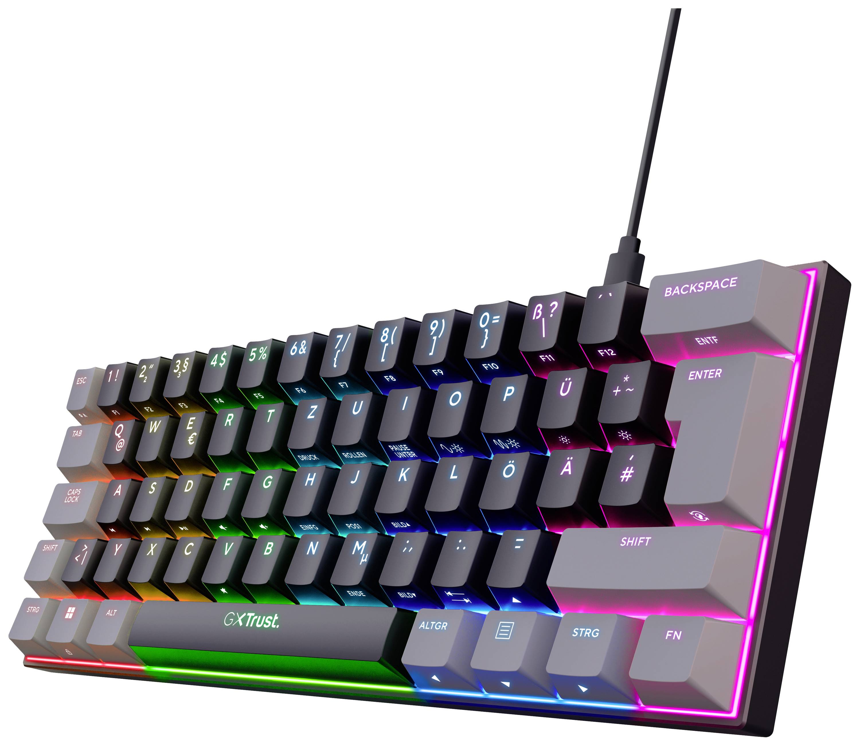 image-9817.jpg Trust GXT867 ACIRA Mini Kabelgebunden Gaming-Tastatur Deutsch, QWERTZ Schwarz Beleuchtet – Bild 1